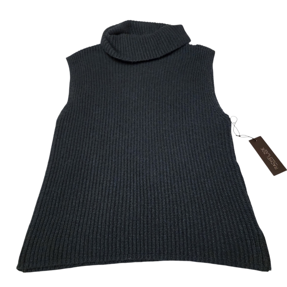 Rachel Zoe Oversized Dark Teal Ribbed Sleeveless Turtleneck Sweater S NWT - Picture 5 of 9